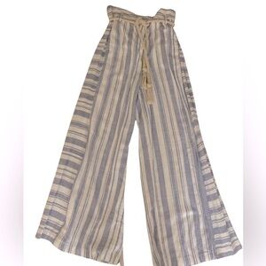 Chelsea and Theodore Split Leg Wide Pant - M blue white striped , rayon …
